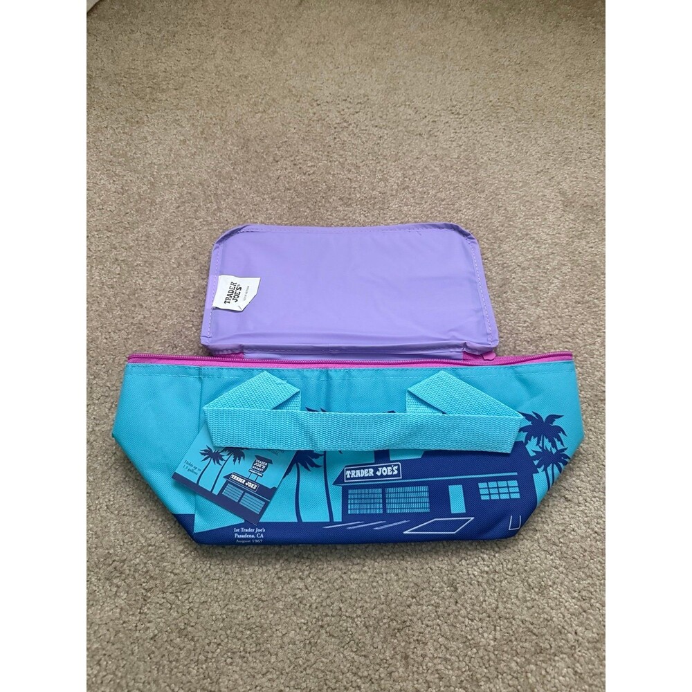 Trader Joe's Mini Insulated Cooler Lunch Bag Ocean Blue NWT
